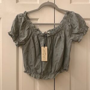 NWT Mixology Gab & Kate Off the Shoulder Crop Top